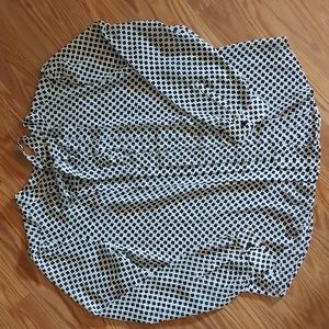 🍂 Ivory & Black Loft Pussy Bow Blouse, Sz L, Long Sleeve, Bundle Only